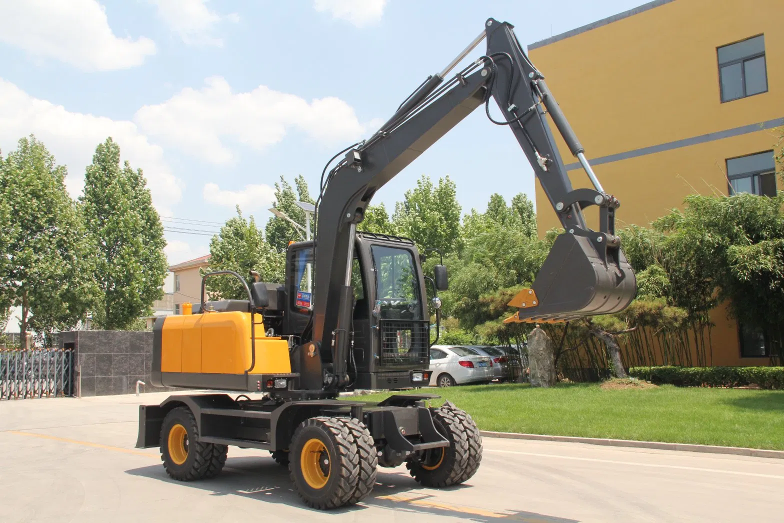 Jiahe China Factory 2026 New Wheel Excavators 7.5ton with Sealed Cabin AC Outrigger Stage 3 Diesel Digger for Sale