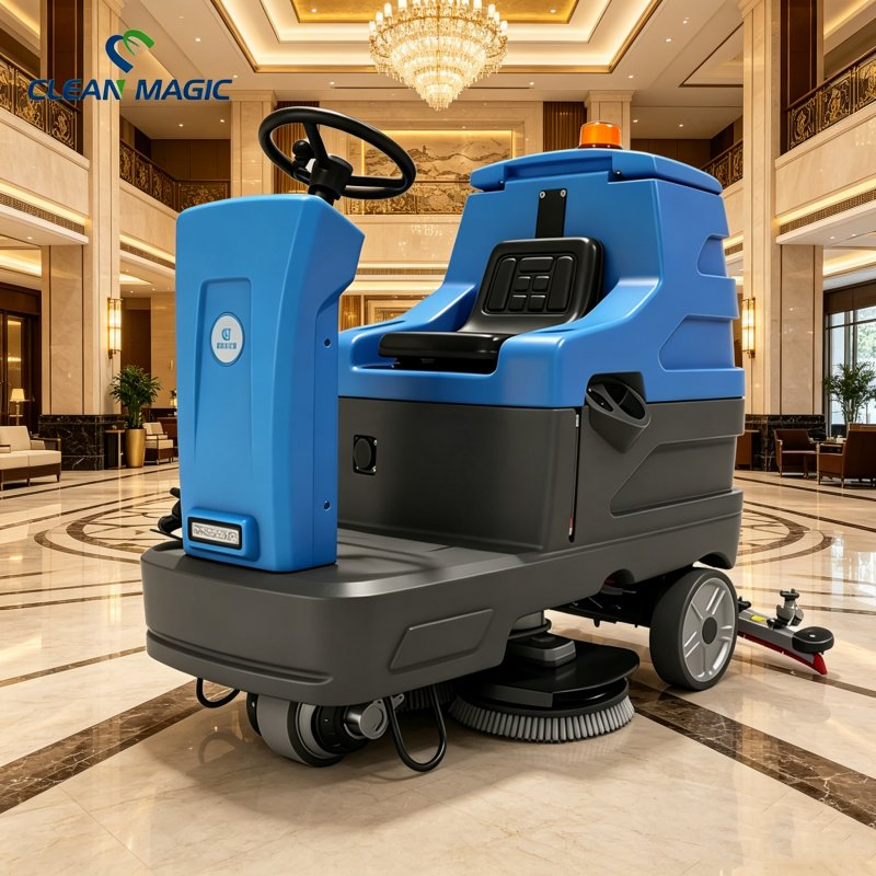 CM85 Ride-on Automatic Floor Scrubber for Community Properties, Schools, Hospitals, Warehouses
