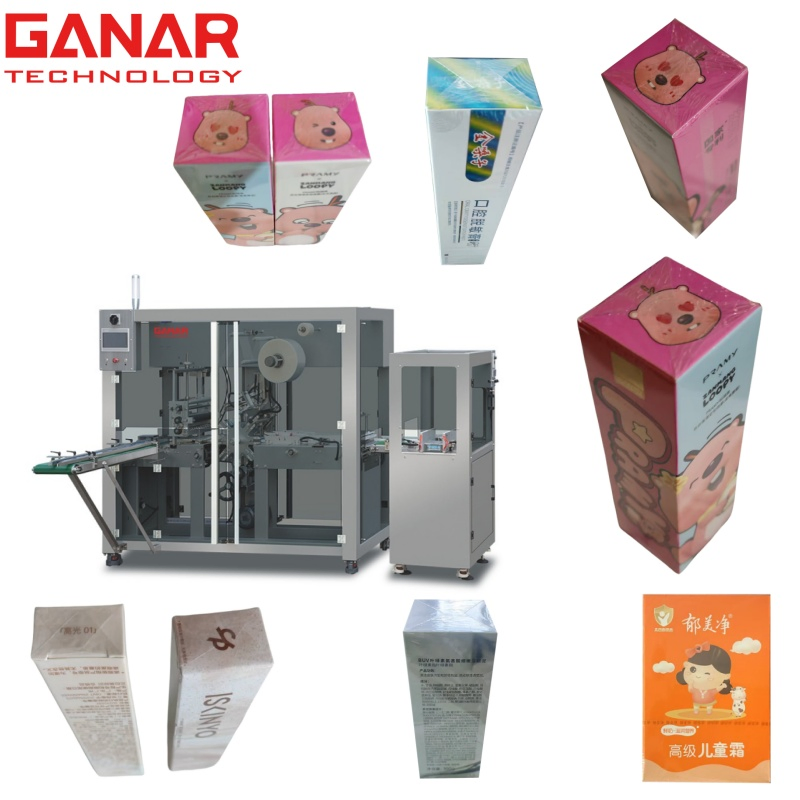 Automatic BOPP Film Cigarettes Perfume Cosmetics Mascara Lipsticks Poker Box Wrapping Machine