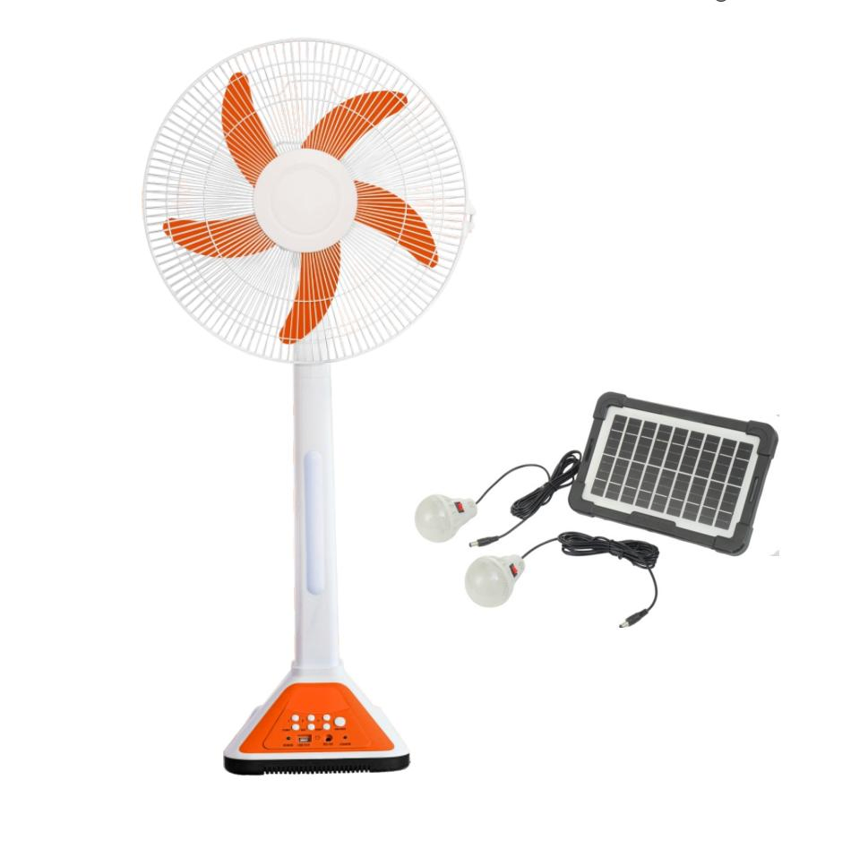 Ventilateur sur pied portable à batterie au lithium, ventilateur solaire AC DC avec panneau solaire