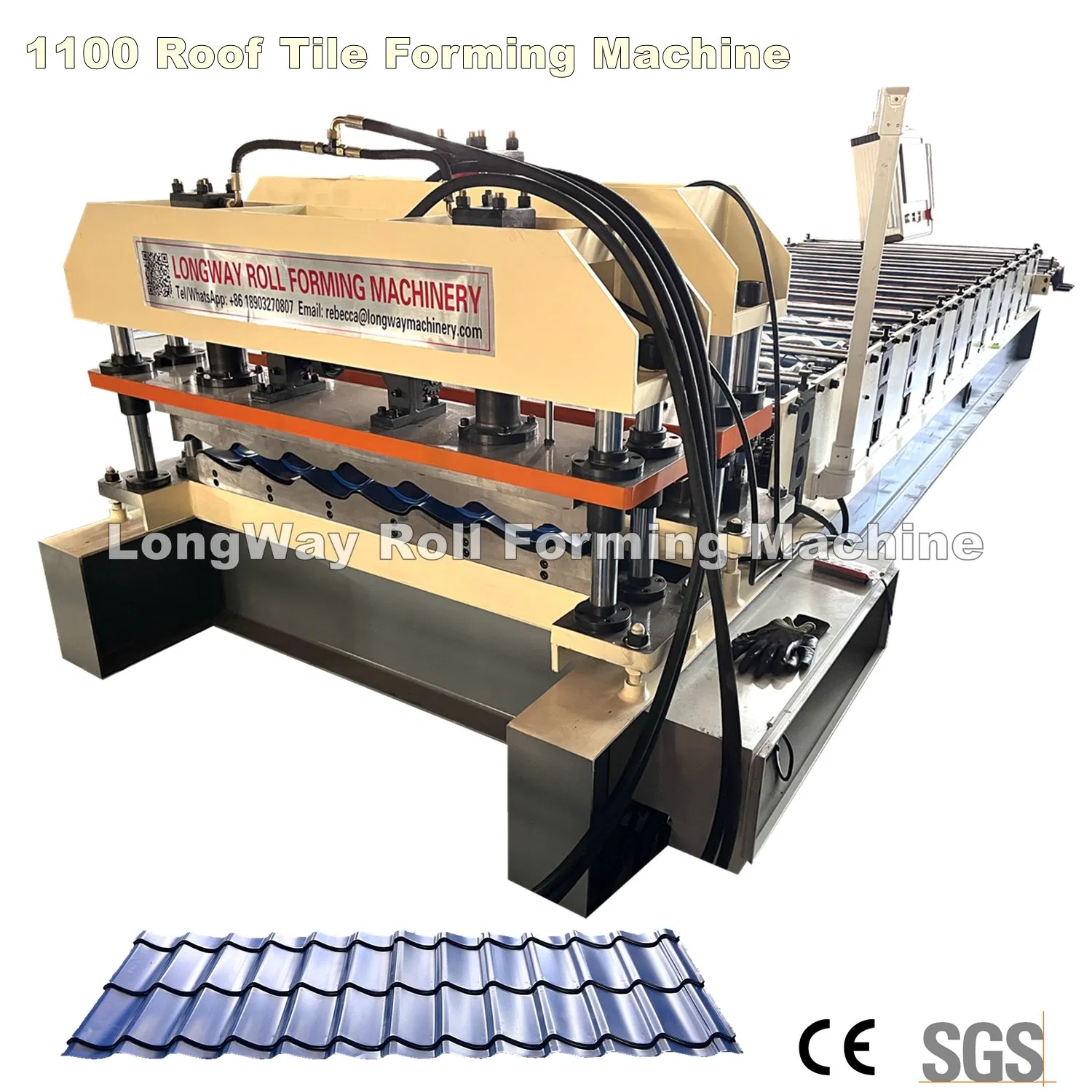 Monterey V1100 Metal Roofing Glazed Tile Making Roll Forming Machine with Flower Cut