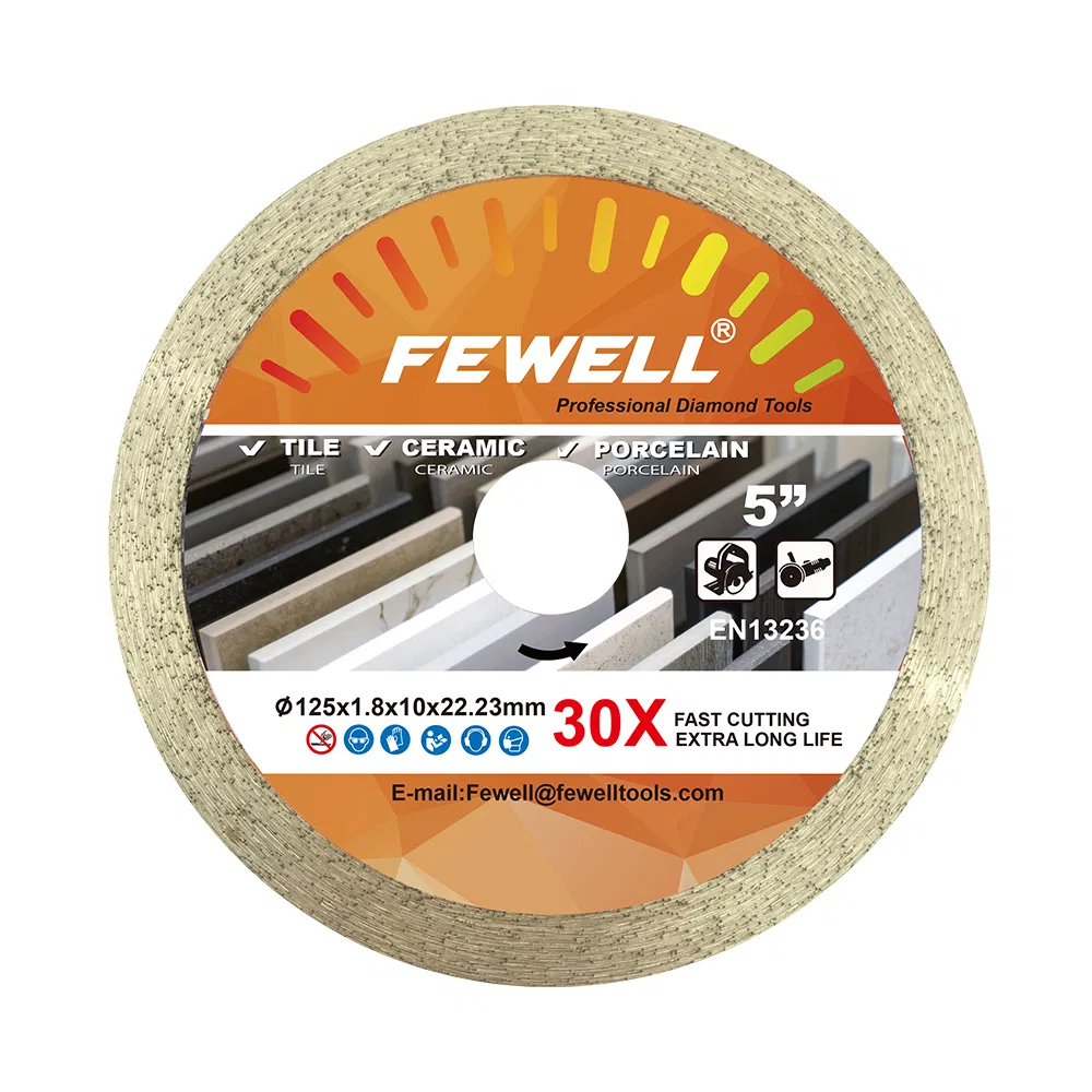 Hot Press 5inch 125*1.8*10*22.23mm Continuous Type Diamond Saw Blade for Wet Cutting Ceramic Tile Porcelain Marble