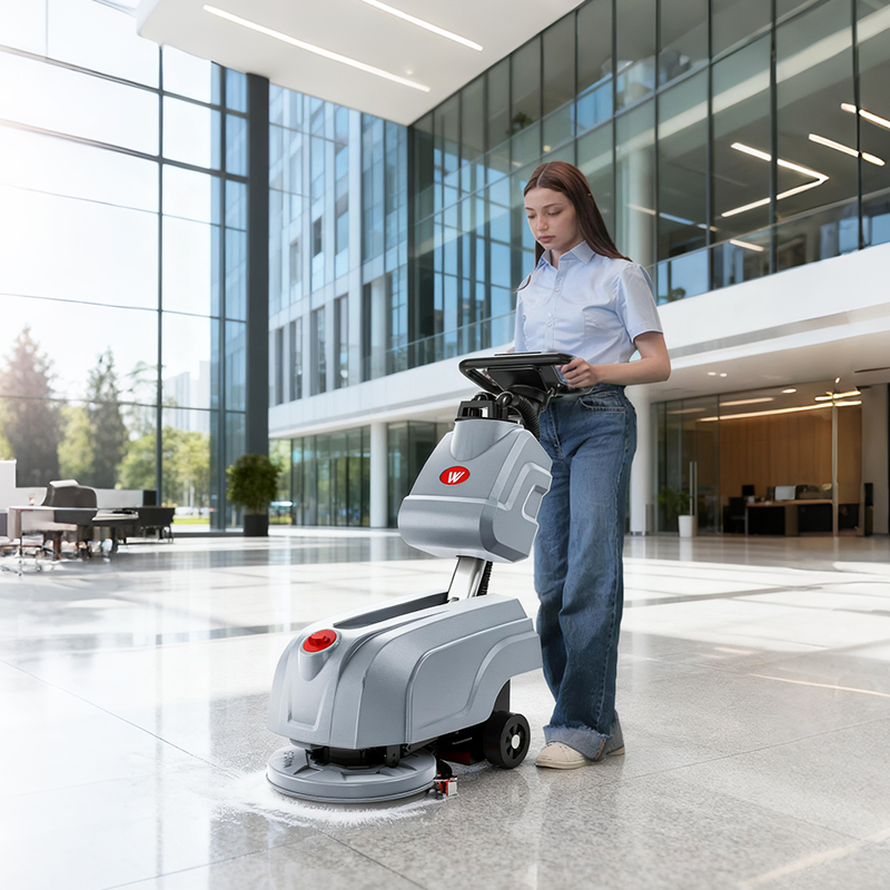 Máquina automática de limpieza de pisos para caminar detrás para hotel, hospital y estacionamiento