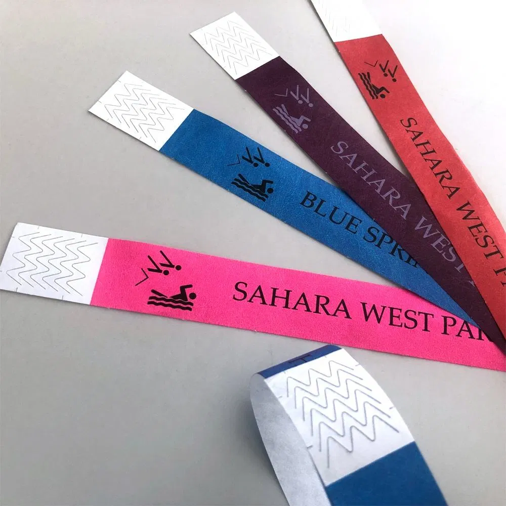 Reißfeste wasserdichte Party-Armbänder, selbstklebende DuPont Tyvek Armbänder für VIP-Veranstaltungstickets