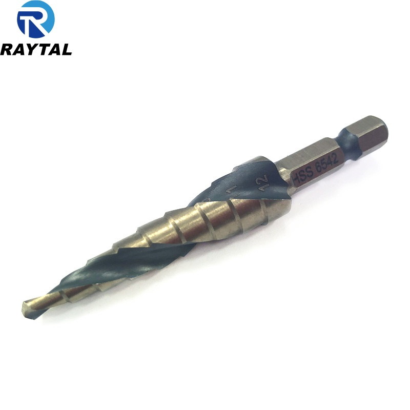 Raytal Black Golden High-Speed Steel 4-12mm 9 Steps Drill Bit, Hex Shank, Spiral Flute, Metric Sizes