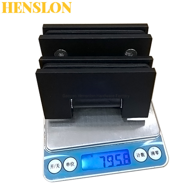 90 Degree Glass to Glass Double Shower Door Black Frameless Hinge