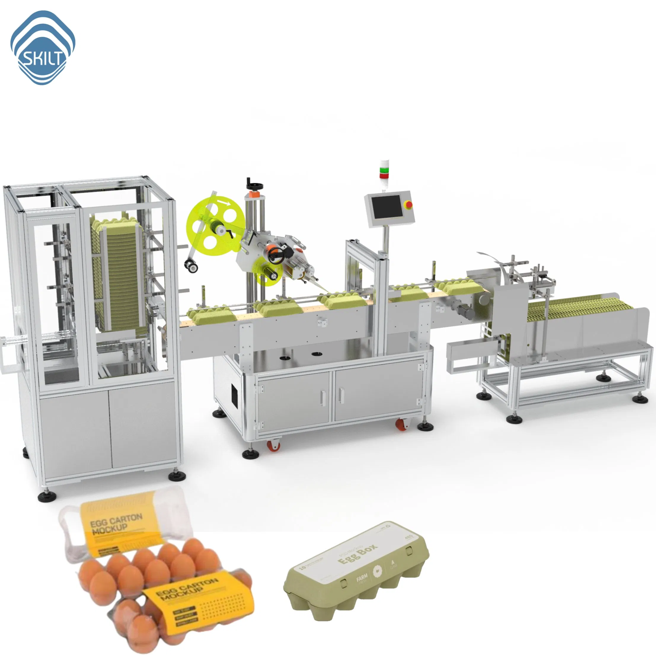 Machine à étiqueter automatique pour boîtes à œufs, plateaux à œufs, boîtes à œufs en coquille, étiquettes sur surface plane supérieure, étiqueteuse haute vitesse avec imprimante, fabricant