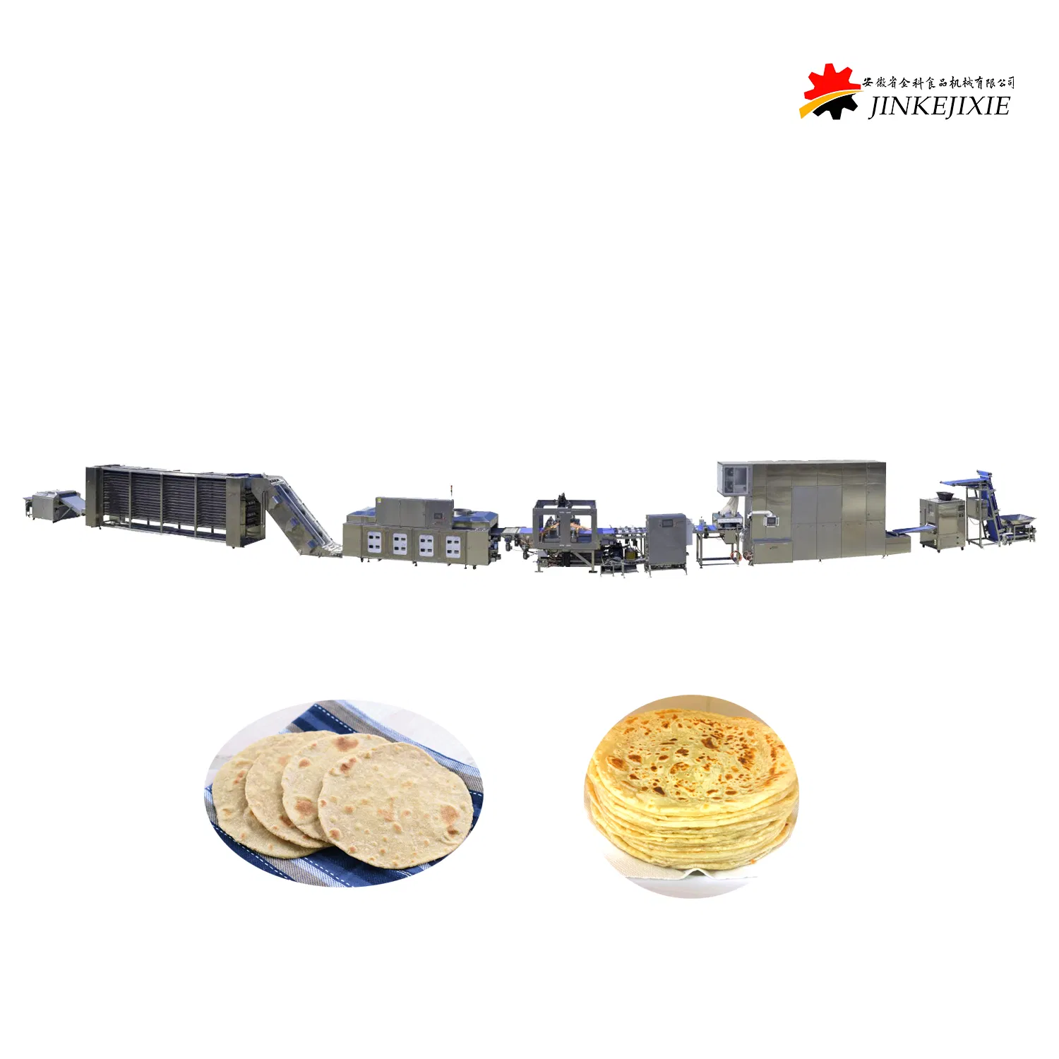 Automatische Chapati-Roti-Back-, Kühl-, Stapel-, Press- und Laminier-Nahrungsmittelmaschinen-Produktionslinie