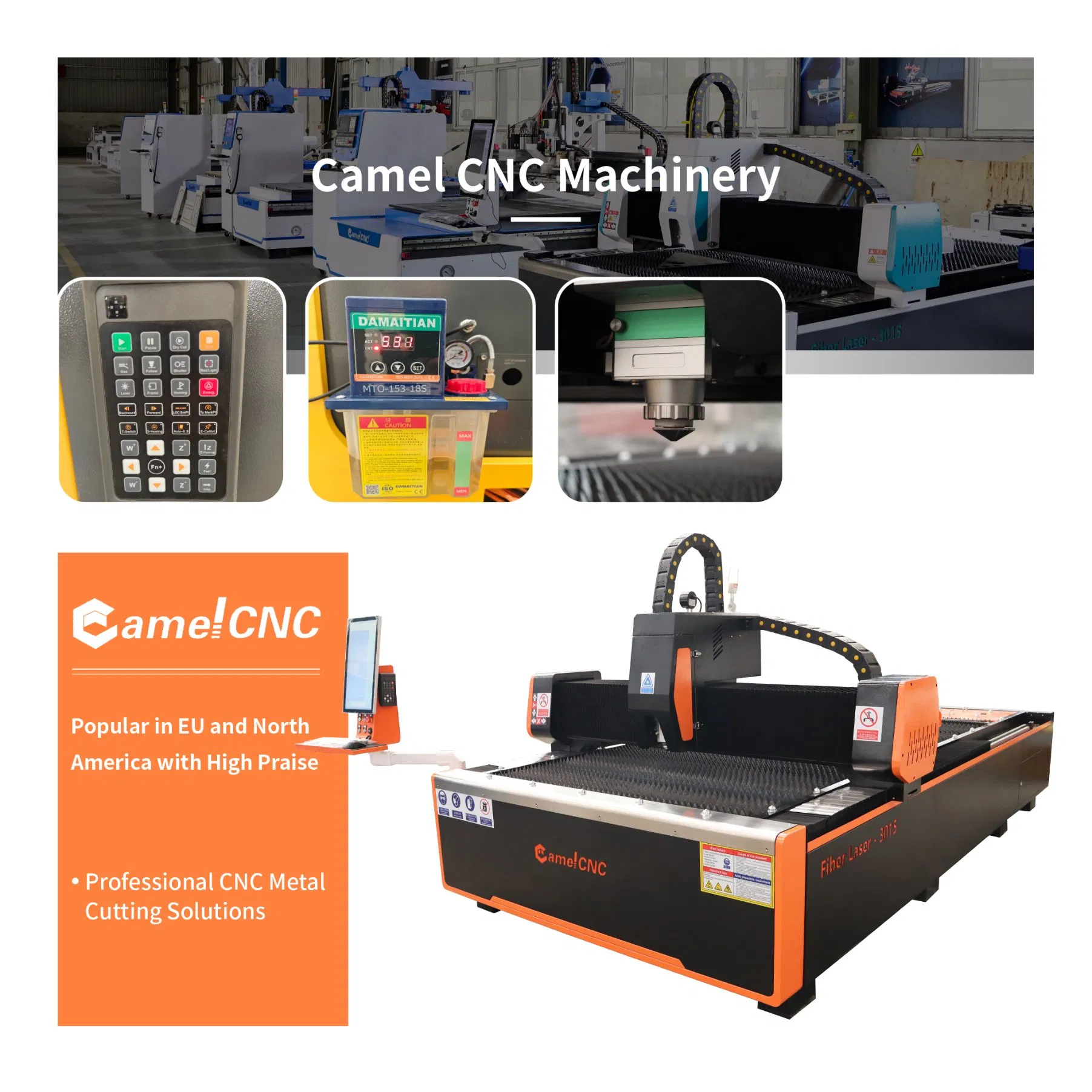 CA-1530 Stainless Steel Carbon Steel Iron Plate Fiber Laser Cutting Machine 1.5kw 2kw 3kw 6kw