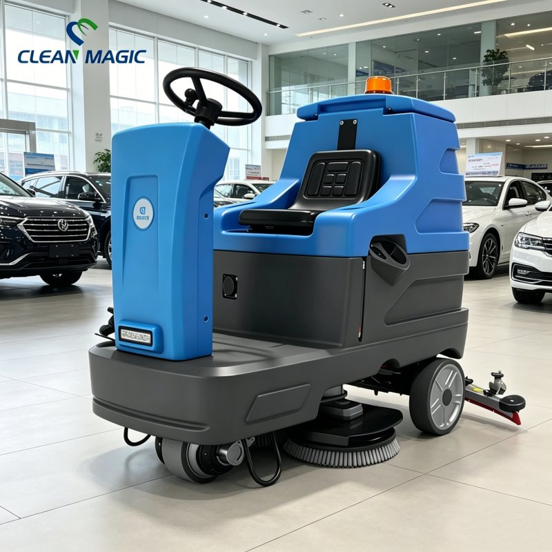Industrial Floor Scrubbing Machine for Epoxy Flooring and Cement Floors All-in-One Cleaning, Scrubbing, Suction and Drying Unit CM85