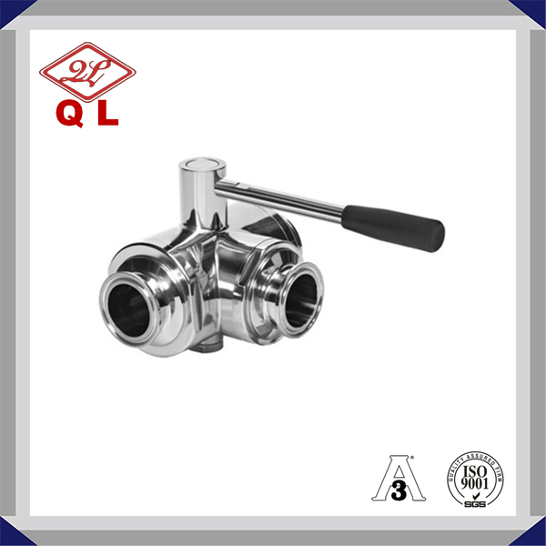 Sanitary Stainless Steel 3-Way Full Port Ball Valve with Tri-Clamp Ends