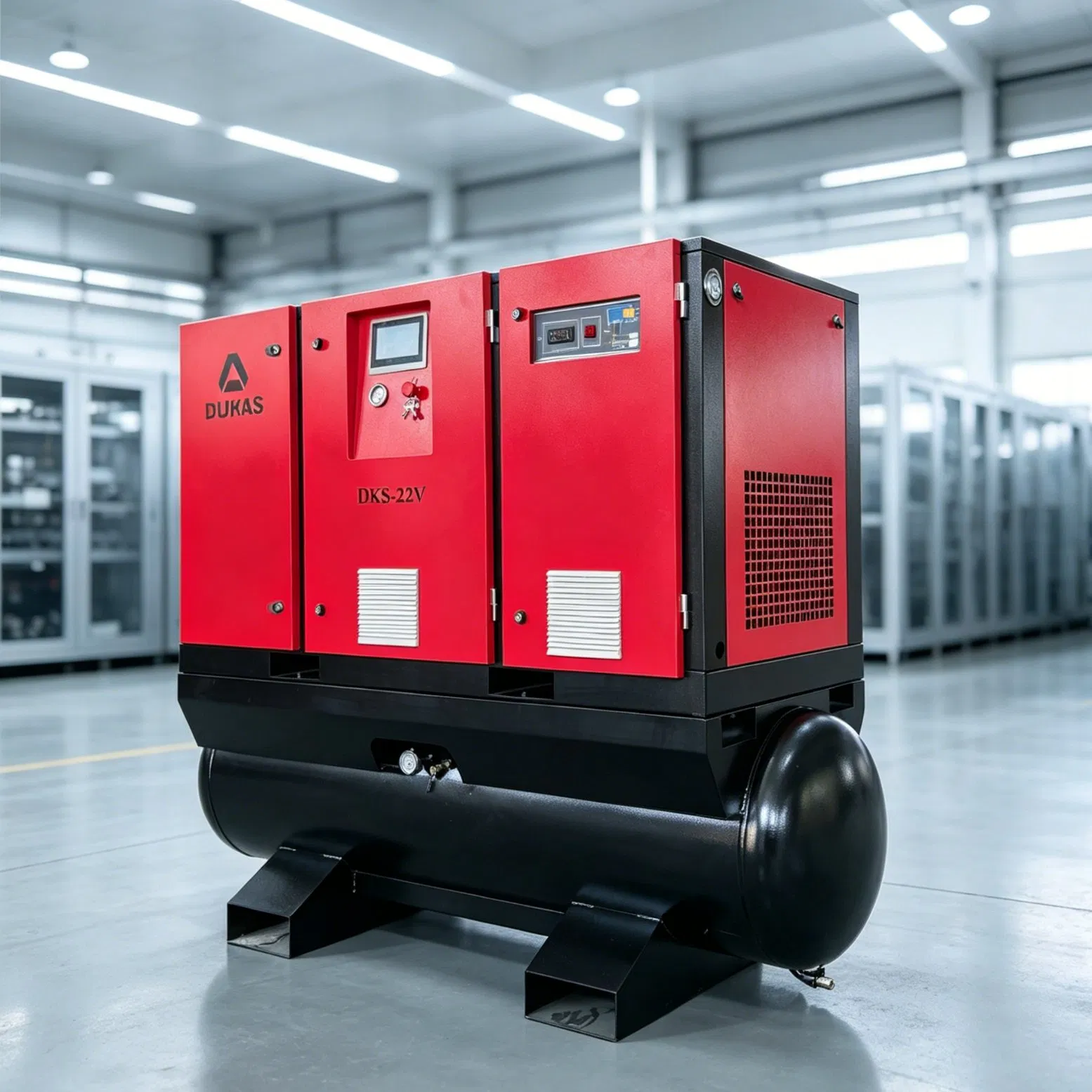 22kW 6 Bar Stable Pressure CE Certified High Efficiency Screw Air Compressor with Dryer for Laser Cutting