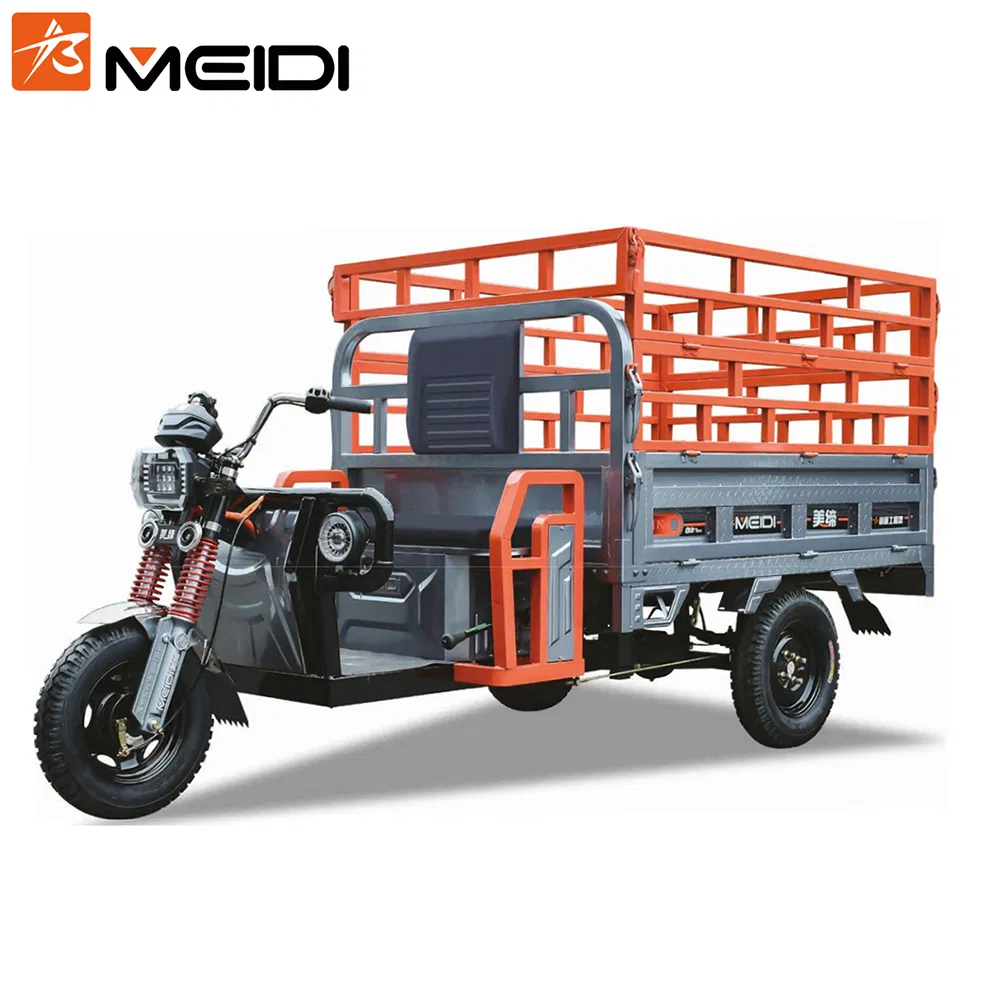 Meidi Unique Design 1000kg Loading Capacity Large Size 1.8*1.3m Cargo Box 1500W 1800W Motor 60V Electric Tricycle with High Fence