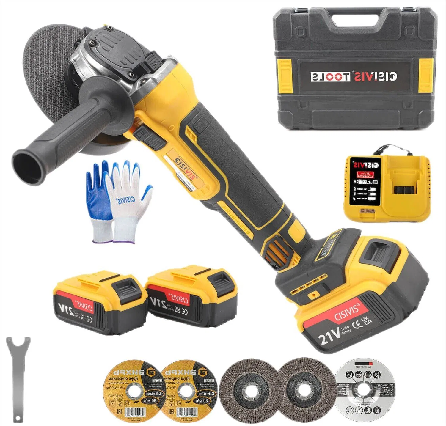 21V Cordless Power Angle Grinder Tools with Side Handle
