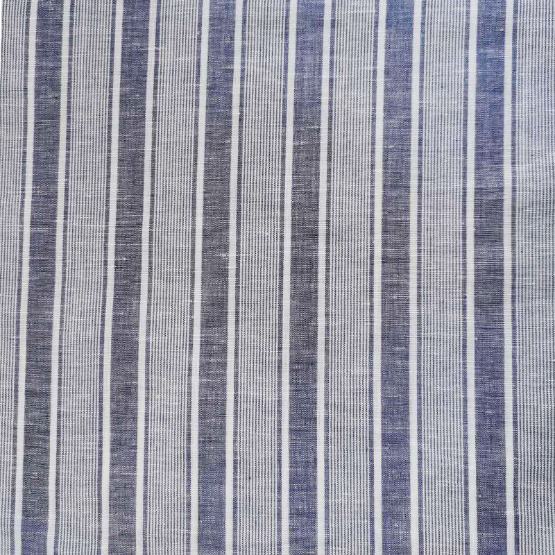 Linen Cotton Fabric for Woven Dress Mens Shirts Wholesale Yarn Dyed Stripe Plain Style Organic Yd Fabric