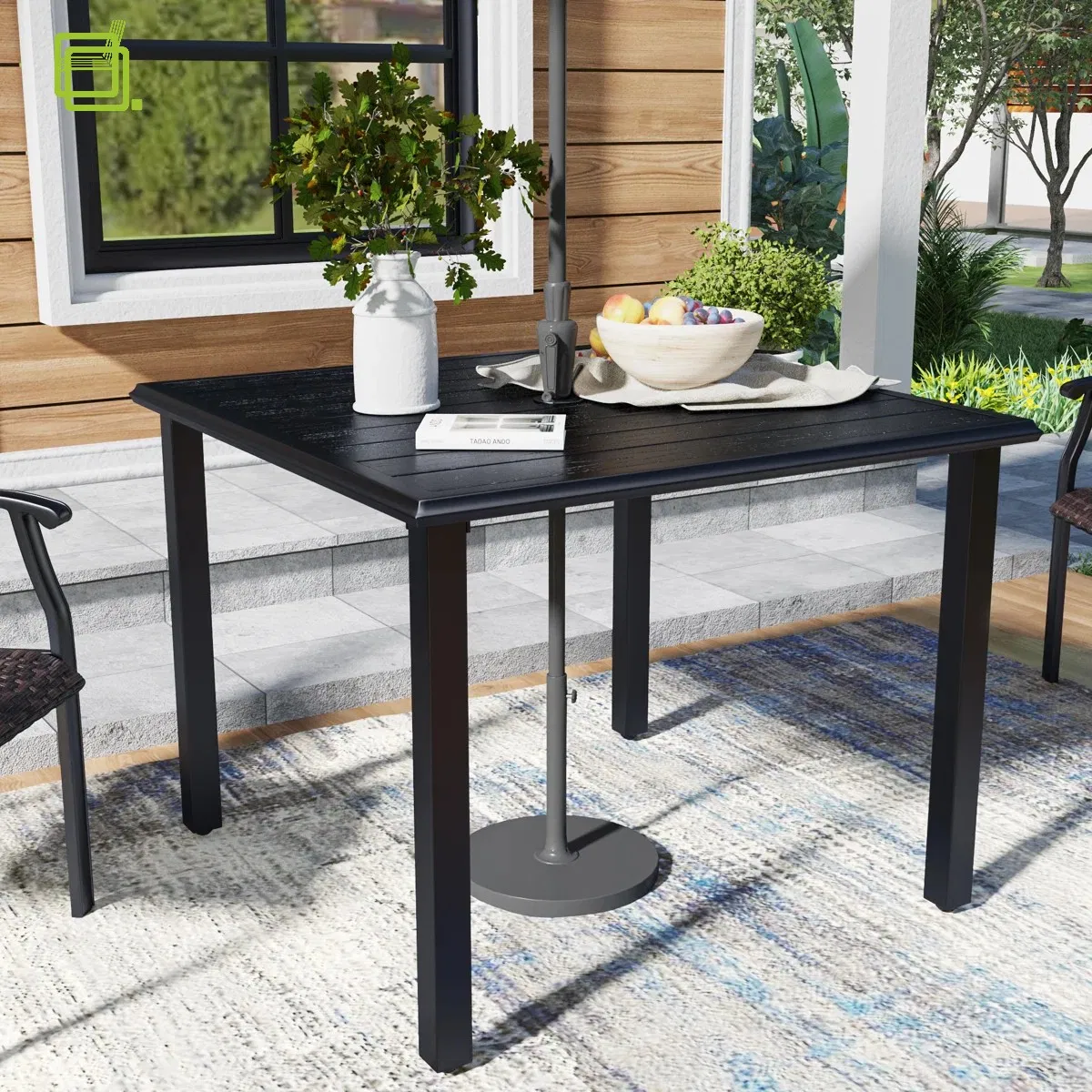 Height Aluminum Teak Wood Top Versatile Outdoor Patio Dining Table