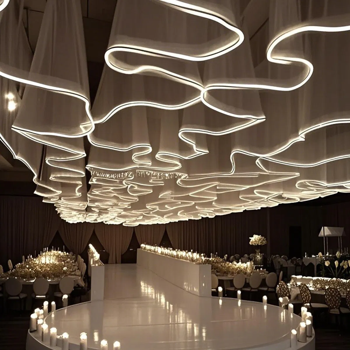 Cortinas blancas para techo con luz LED para decoración de bodas y fiestas de cumpleaños 40-80 cm