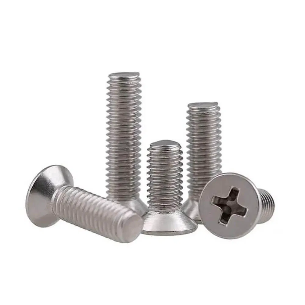 Carbon Steel Stainless Steel SS304 SS316 Countersunk Flat Head Full Thread Philips Metric Machine Screws
