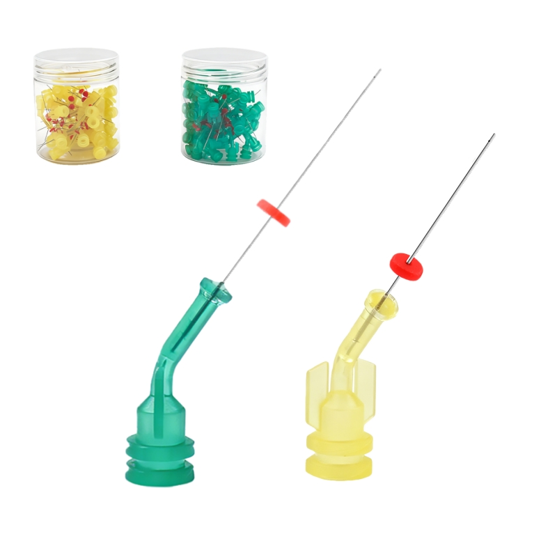 Dental Material Irrigation Endo Needle Pre-Bent Tip Double Side Hole for Posterior & Front Teeth