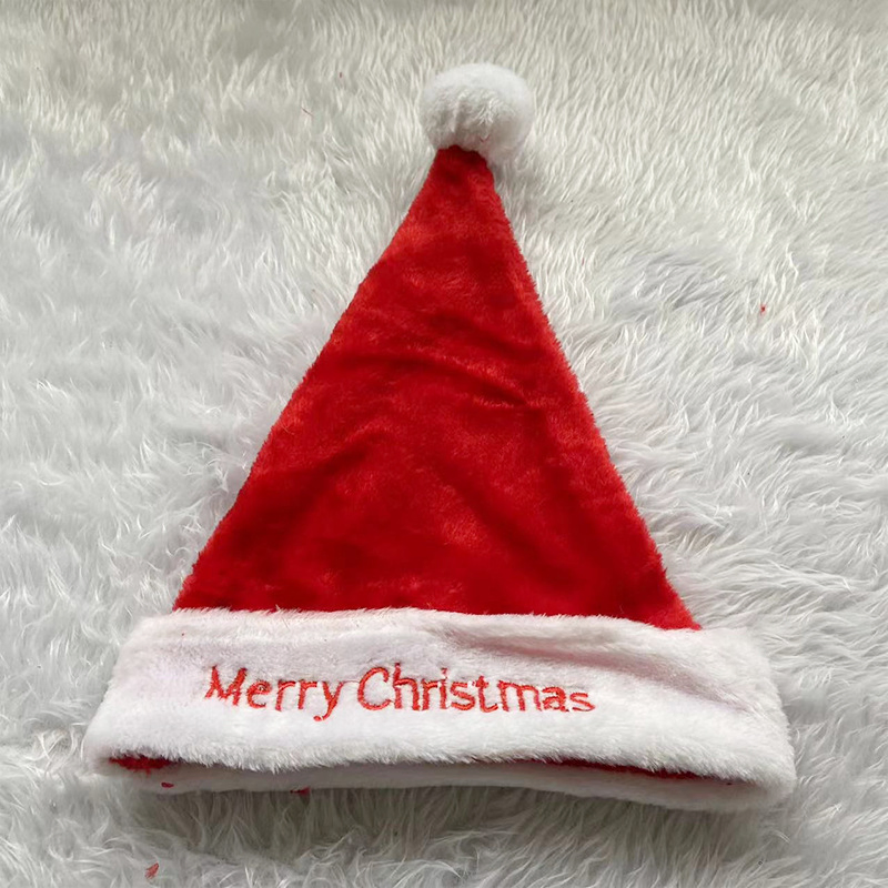 Lettera a Babbo Natale Ricamo in Seta Rossa con Fiocco di Neve in Peluche Cappello di Natale