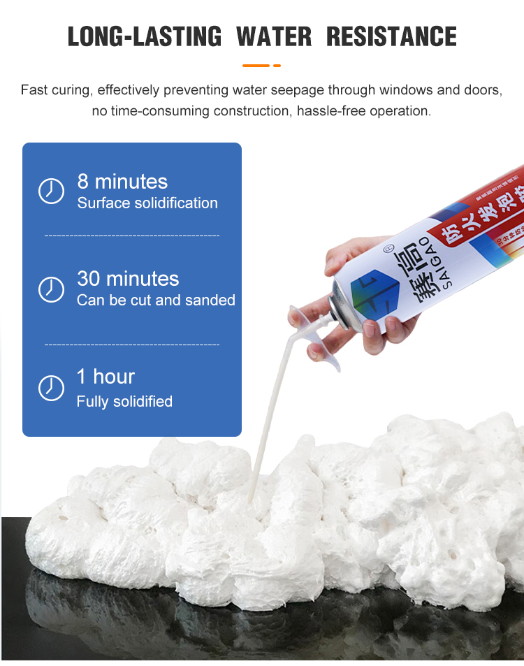 Adhesive Soundproof Waterproof Expanding PU Sealant Spray Filling Polyurethane Foam 750ml