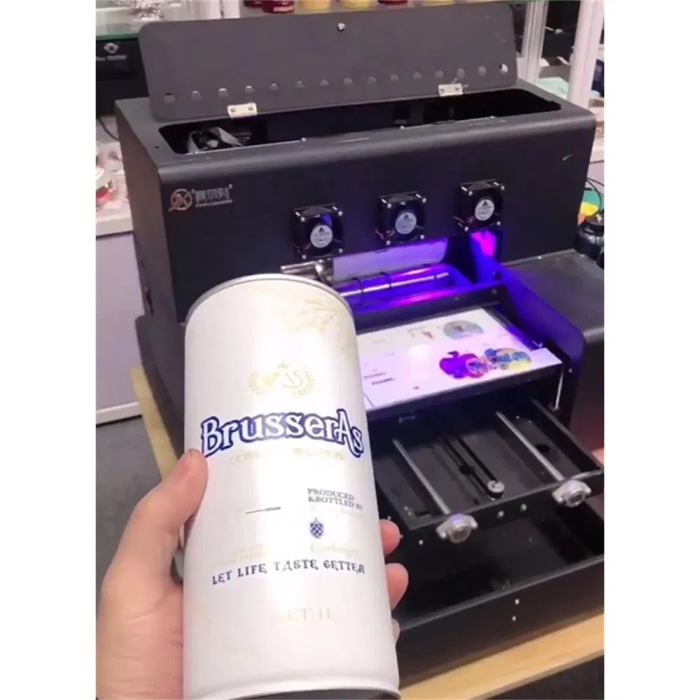 Bandeja de impresión rotativa para botellas cilíndricas de segunda mano para impresora UV A3 A4 para vidrio, impresora UV de botellas A3 90% nueva