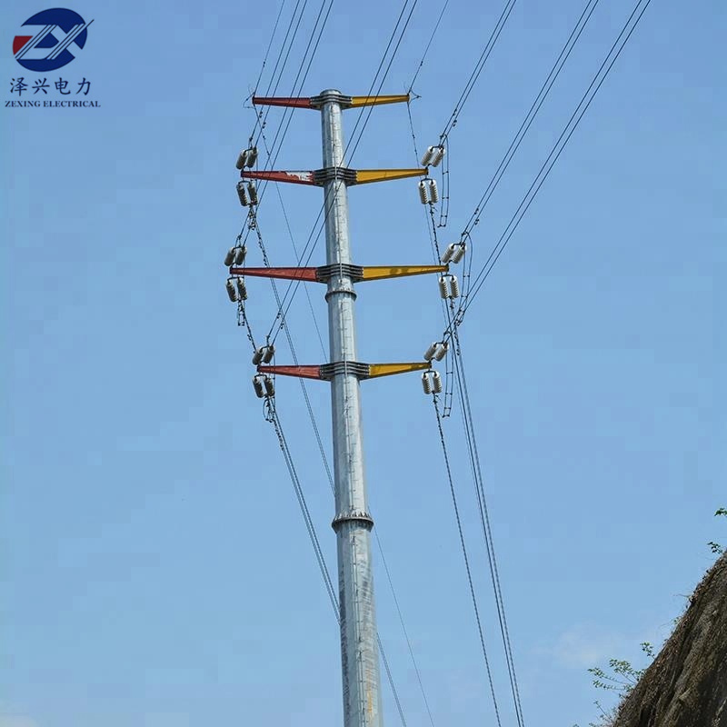 33kv ~132kv Hot DIP Galvanized Power Transmission Line Electric Steel Power Pole