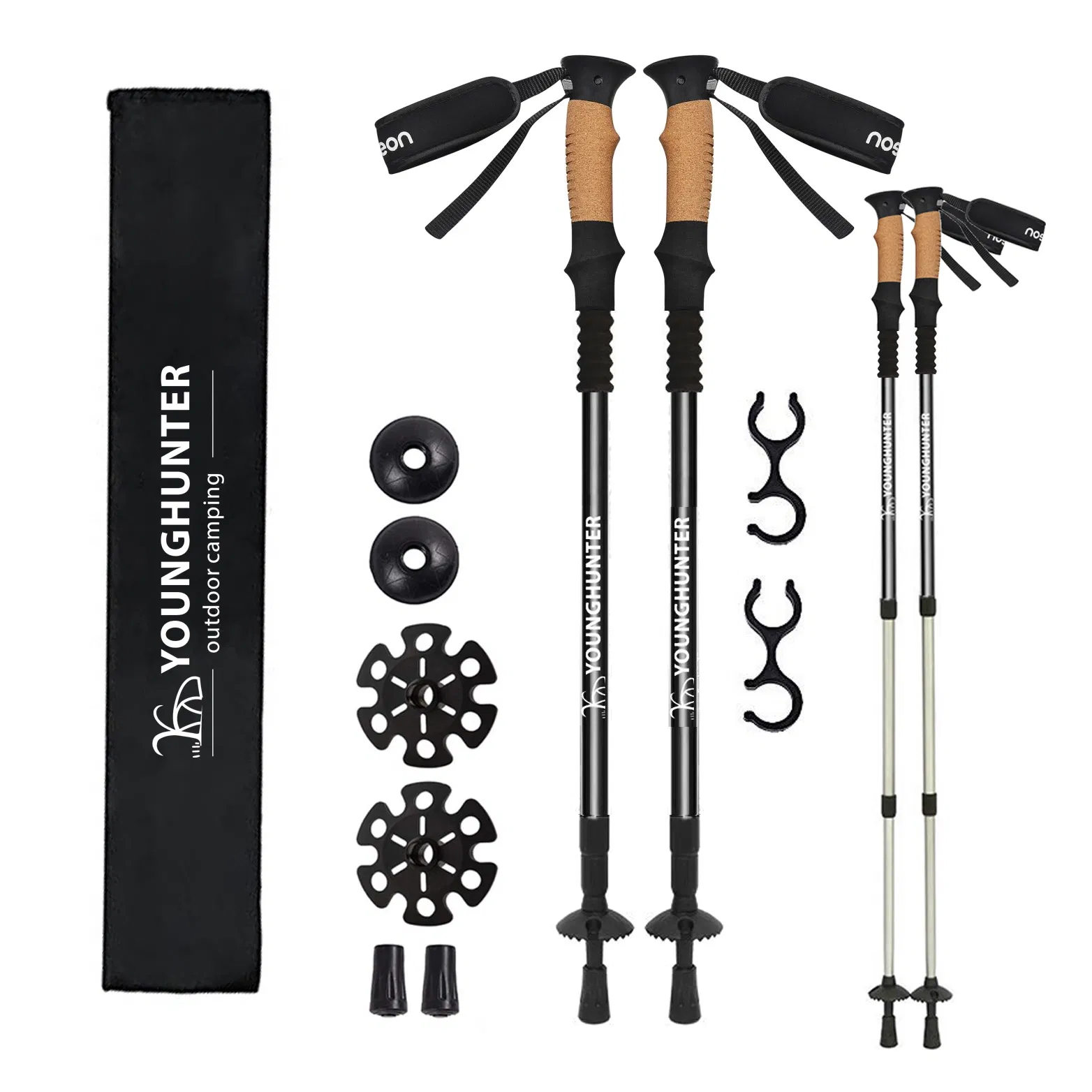 3 Sections Shock Proof Aluminum Ultralight Nordic Telescopic Hiking Trekking Poles