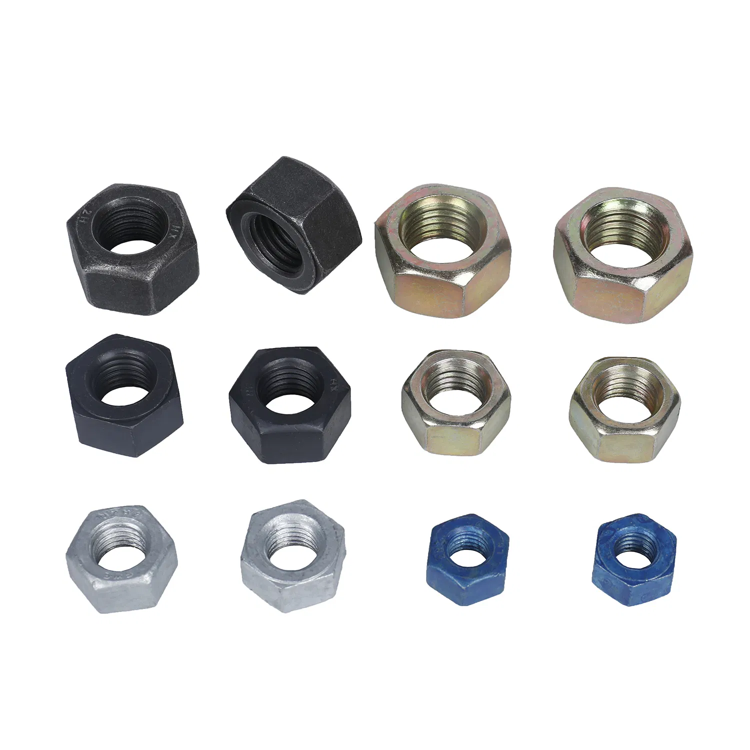 ASTM A194/A194M Gr 2H Heavy Hex Nuts with Blue Coating, Hex Cap Nut, Round Nut, Slotted Nut, Welding Nut, K Nut, Thin Nut