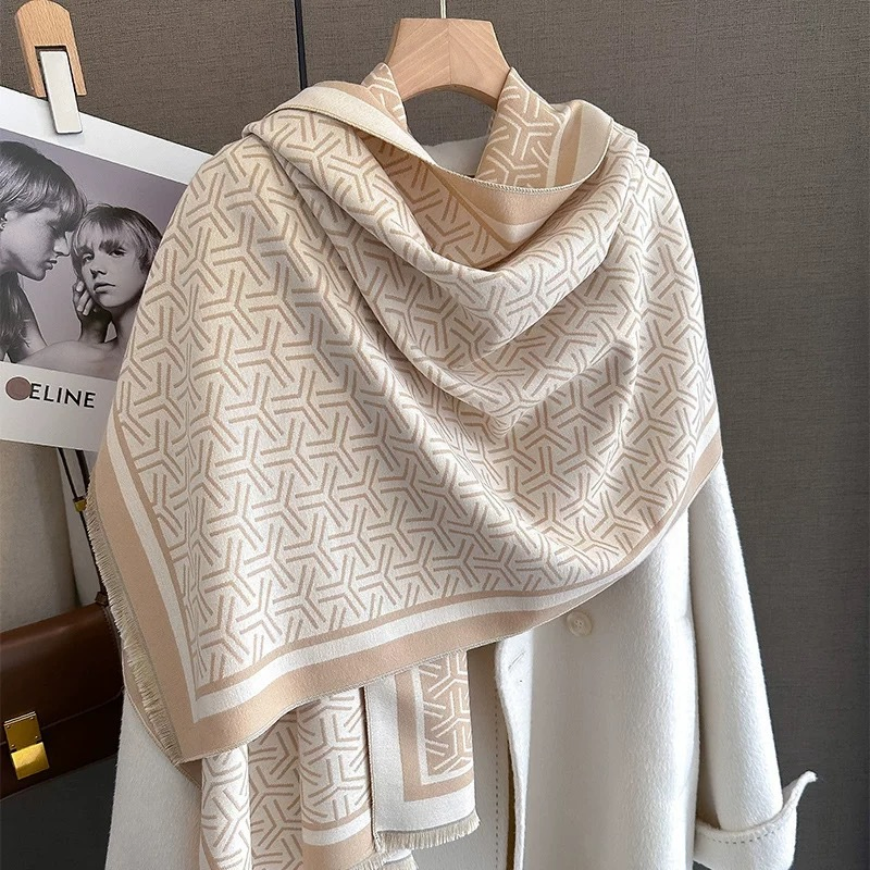 Winter Faux Cashmere Couple Shawls Warm Knit Wraps