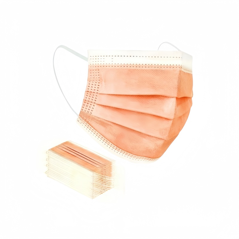 Disposable Orange Face Mask Premium Comfort Earloops with Convenient Dispenser Box