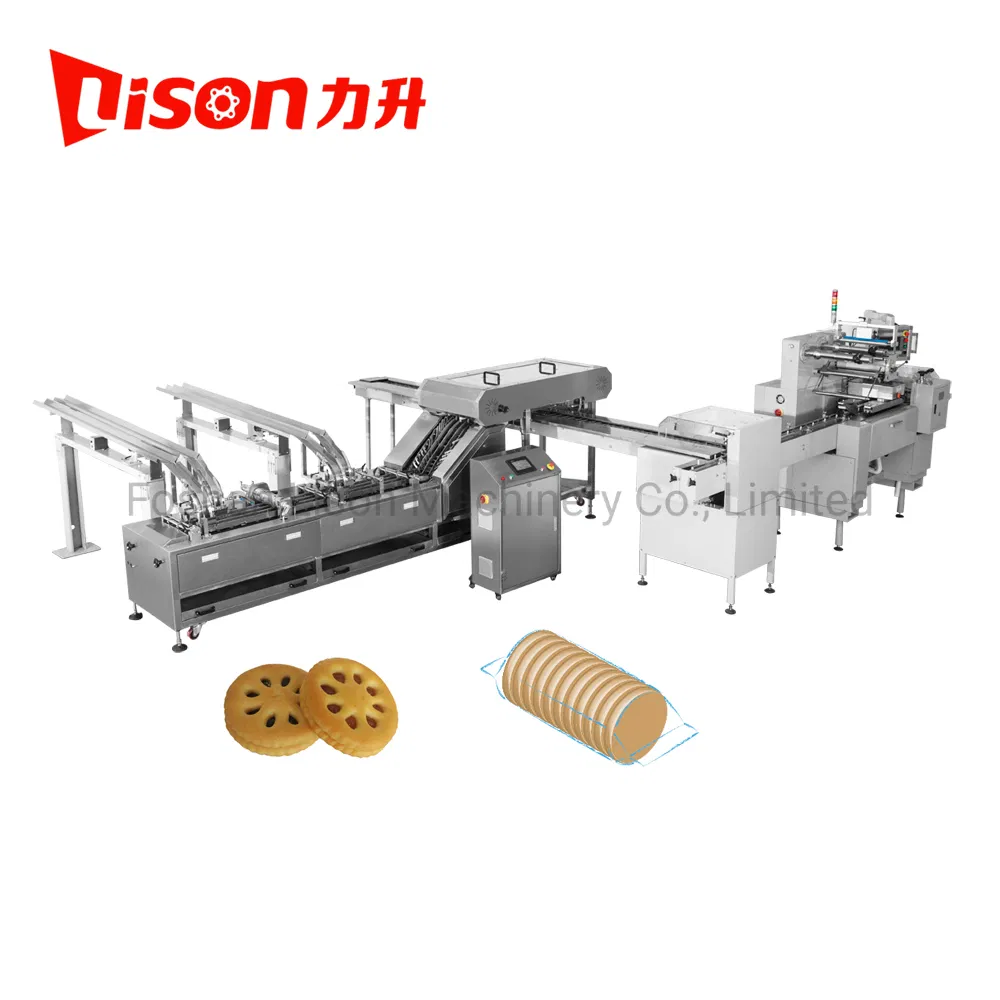Automatic Soft Hard Biscuit Sandwiching Making Machine with Cream Fruit Jam Filling and Cookie On-Edge Packing Machinery