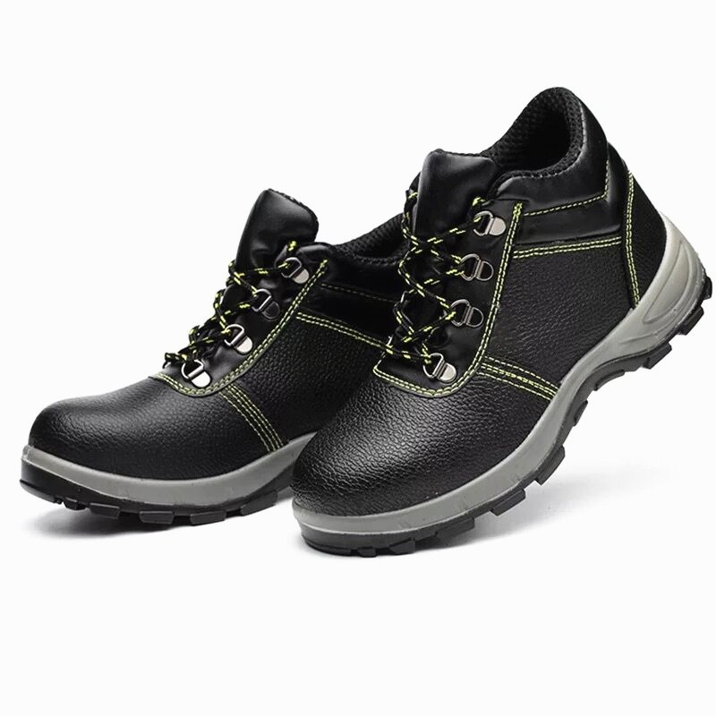 Scarpe antinfortunistiche da uomo in pelle con punta in acciaio e antifornimento per cantieri edili