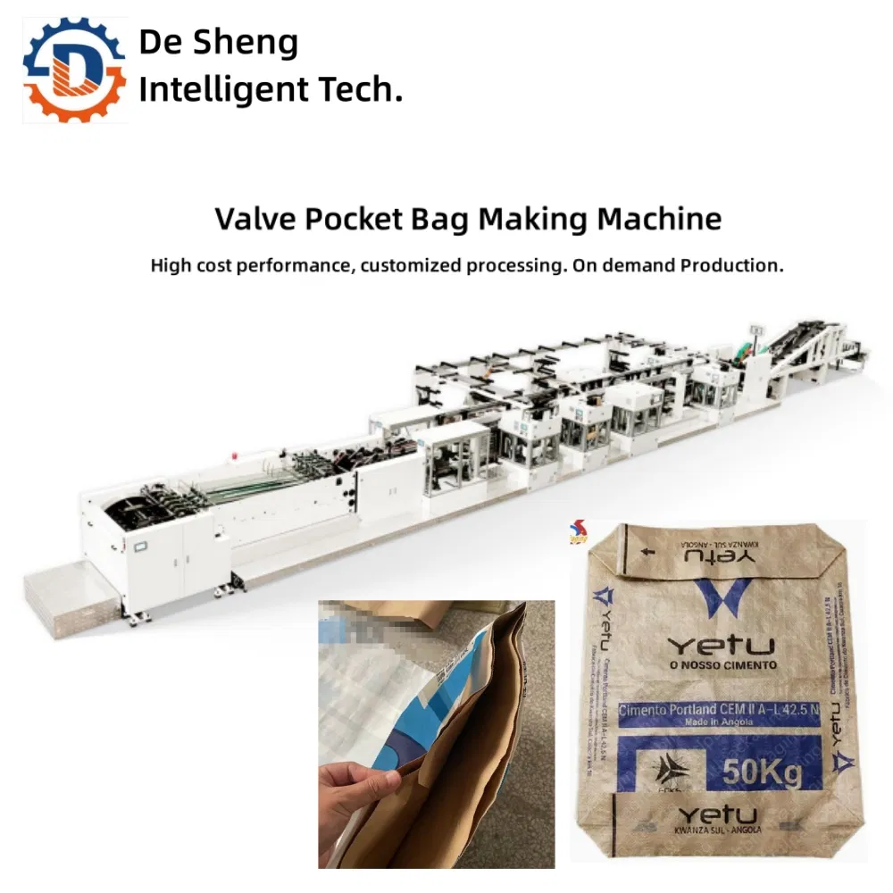 High Speed 2-5 Layers Paper Sack PE Film Inner Open Mouth Kraft Paper Cement Valve Pocket Bag Product Line Making Machine