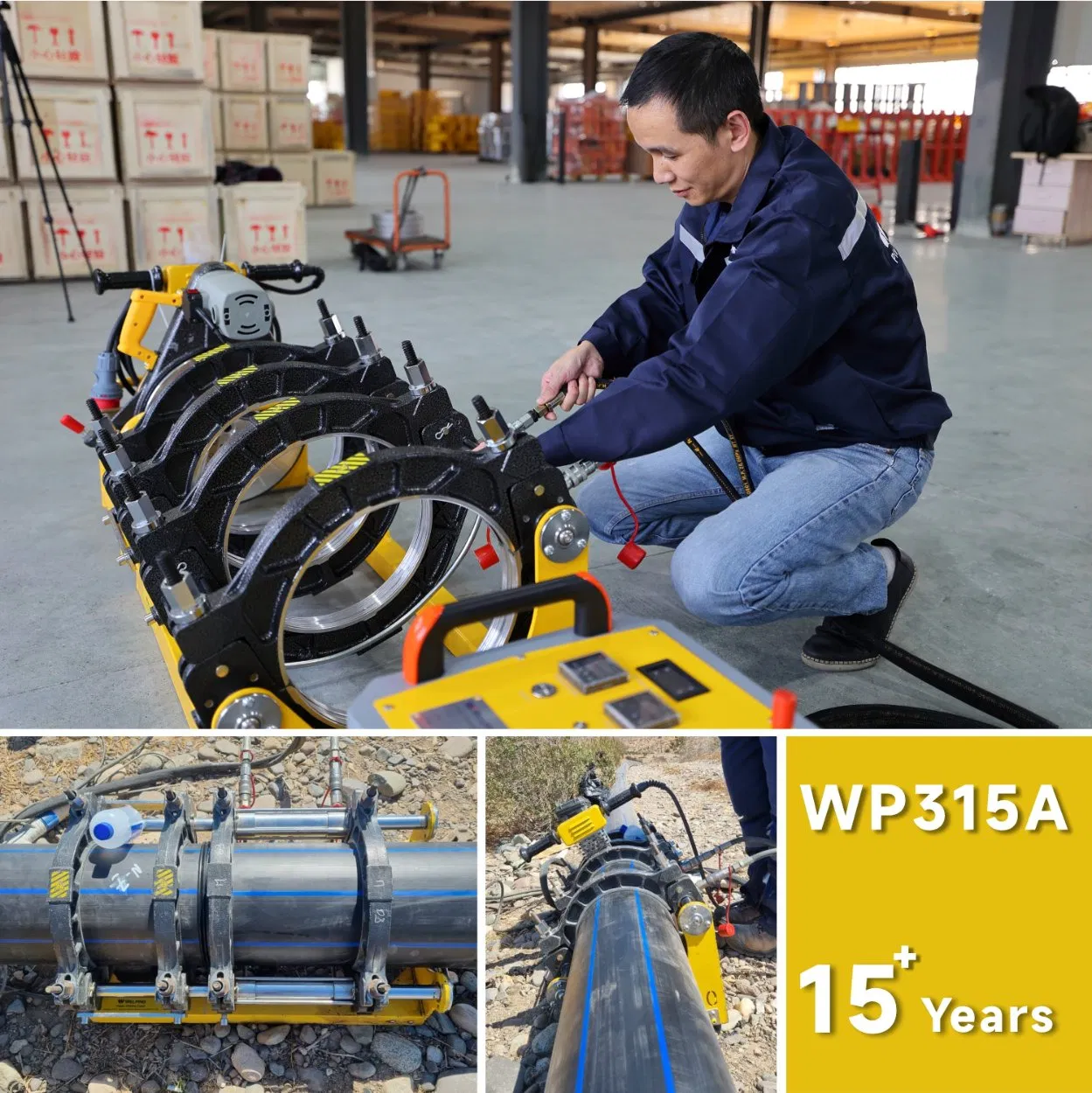 DN315 Hydraulic HDPE Pipe Butt Welding Machine Thermofusion PE Pipe Welder Poly Fusion Machine
