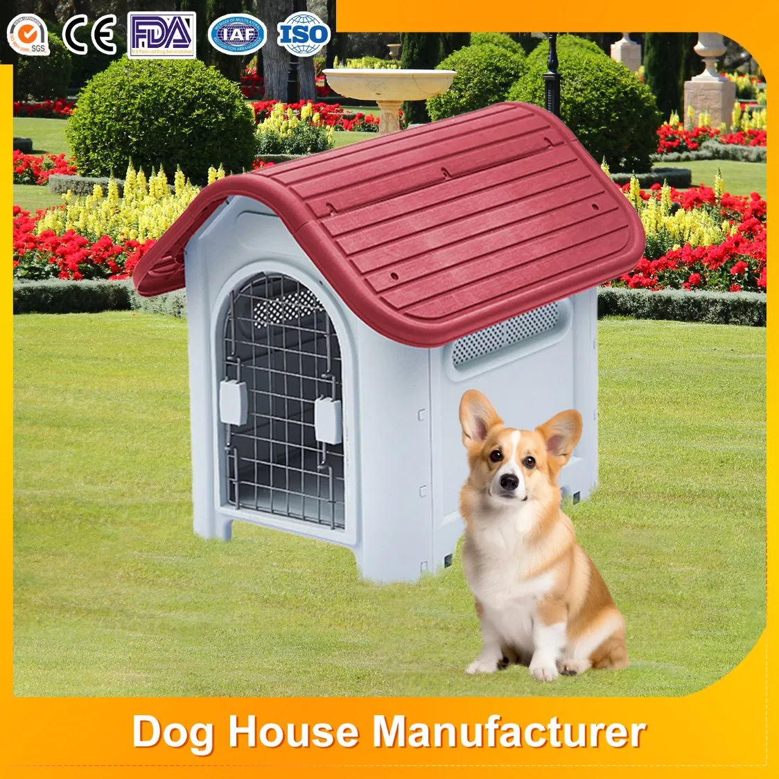 Modern Easy Assembly Safe Eco-Friendly PP Material Weatherproof Ventilate Plastic Outdoor Dog Kennel All-Season Pet House
