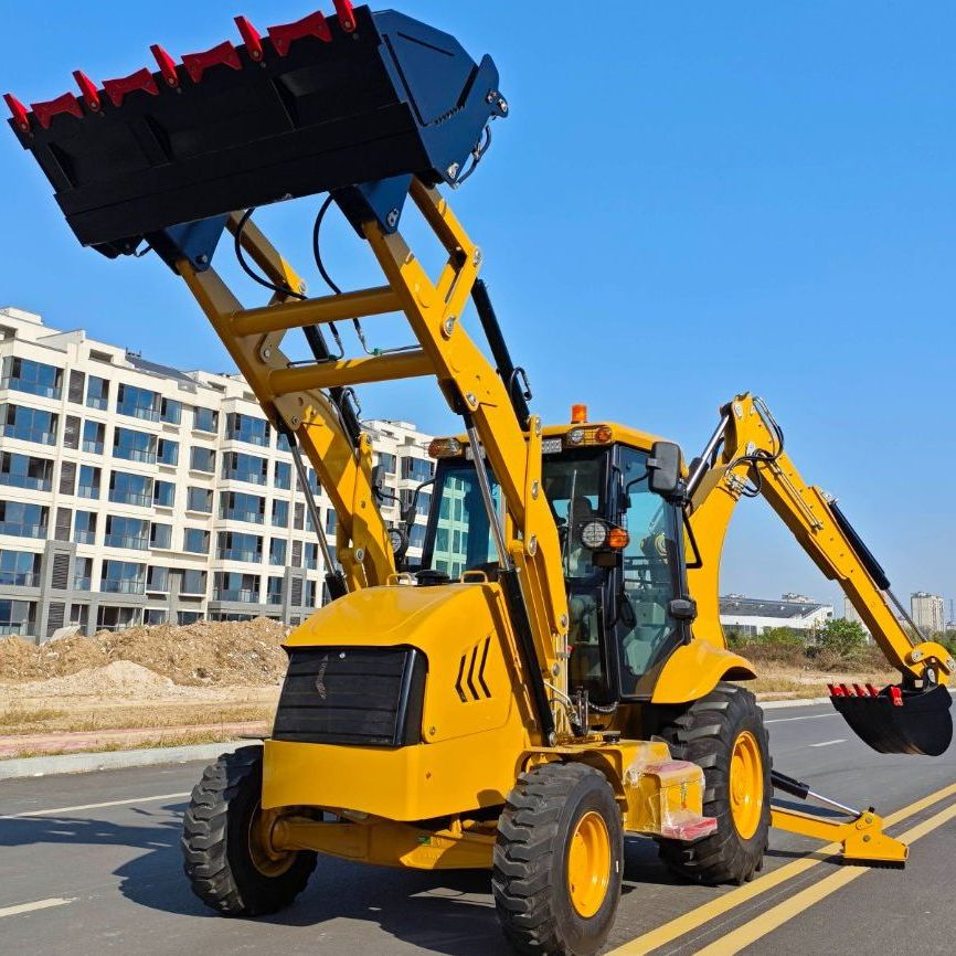 Wheeled Backhoe Loader 4X4 with 4-in-1 Bucket, Telescopic Boom Versatile Construction Equipment