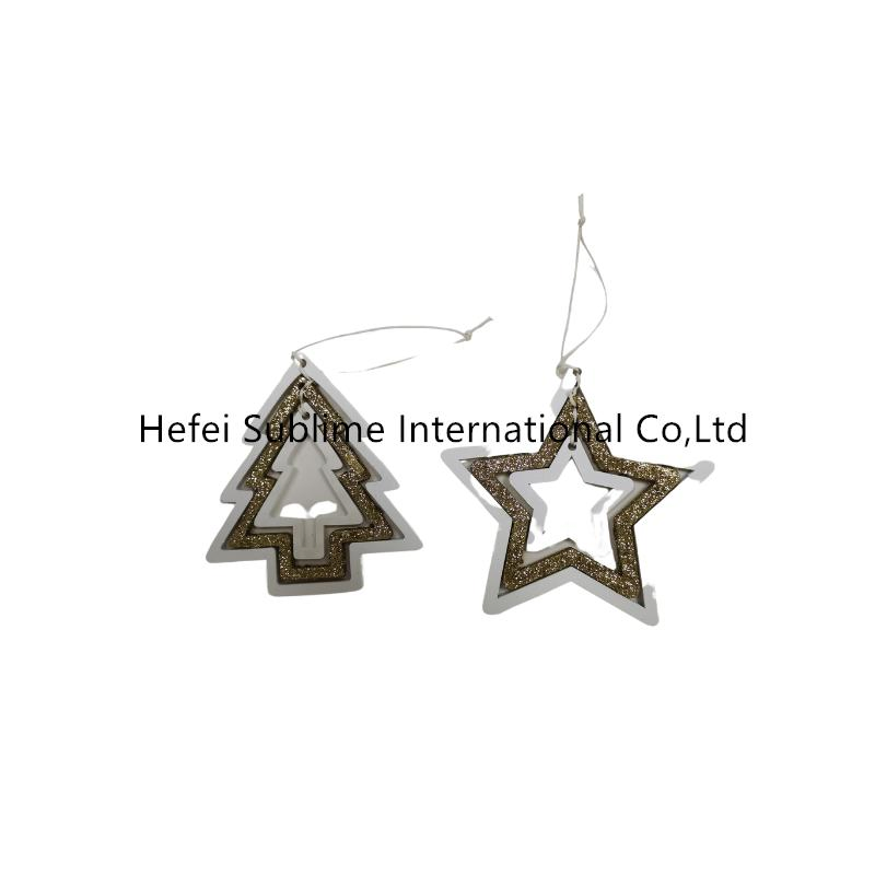 Plywood Christmas Tree and Pentagram Pendant Decoration