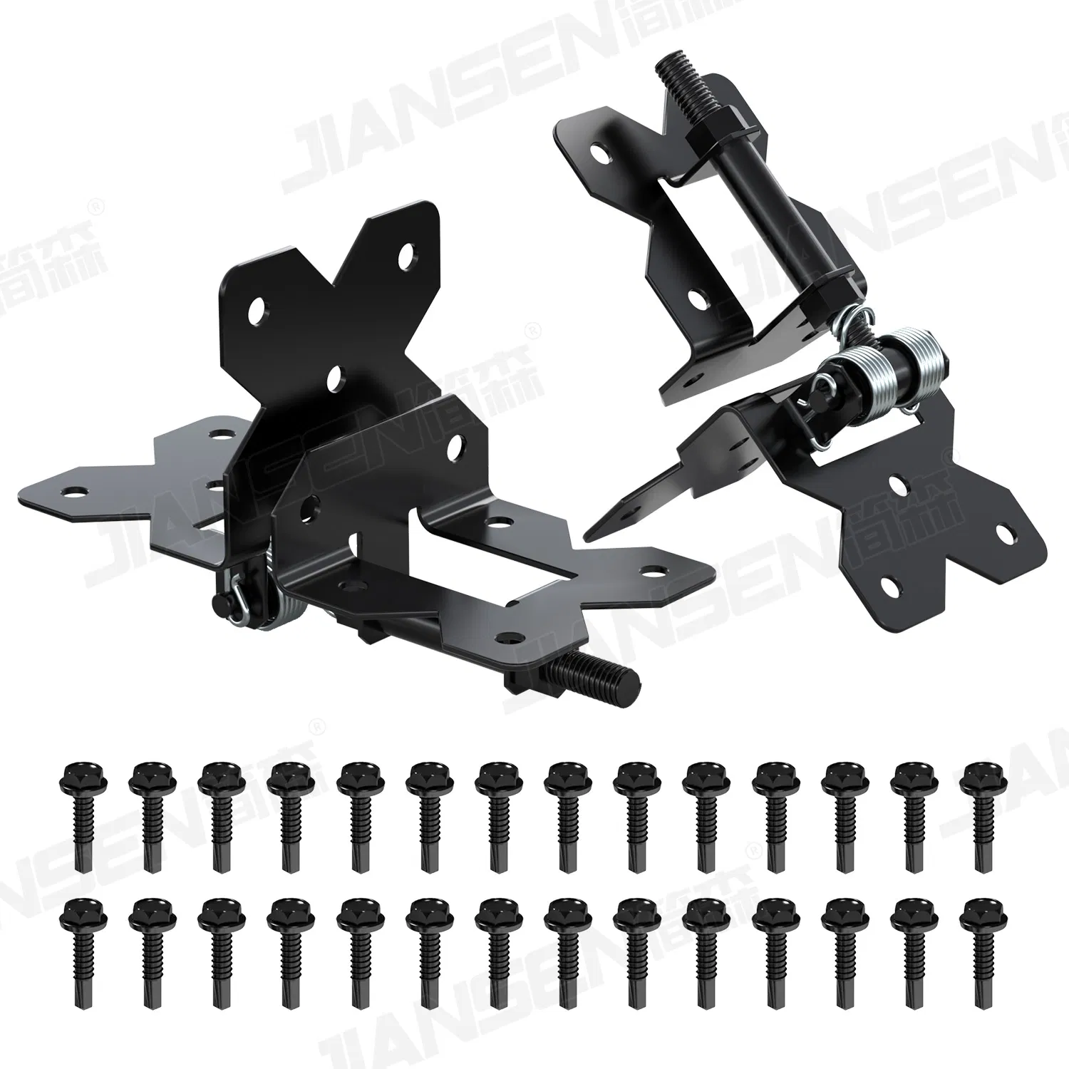 Heavy Duty PVC Vinyl Wood Fence Gate Hinges Iron Self-Closing Gate Latch Adjuster for Wooden Vinyl PVC Fences