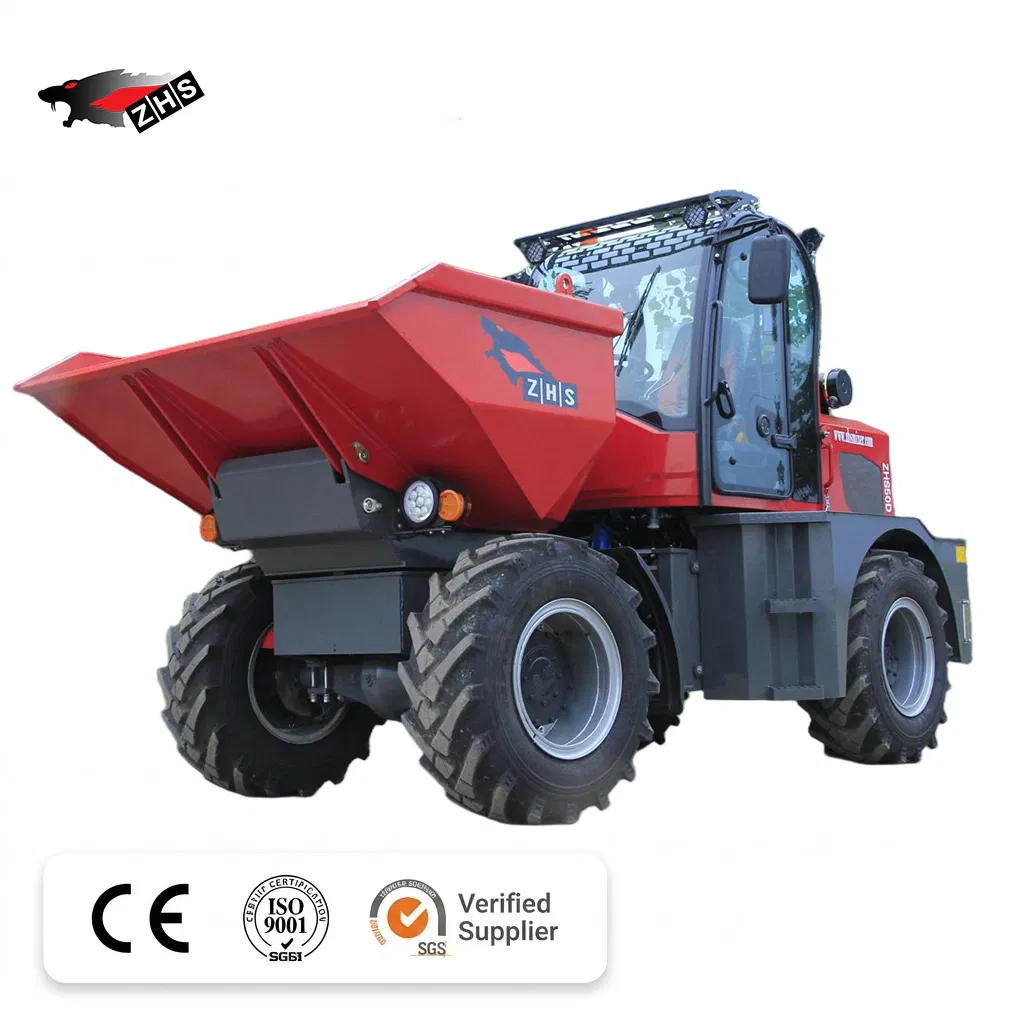 5 Ton Swivel Tip Site Dumper Truck 4 Wheel Drive Hydraulic Diesel Dumper for Construction