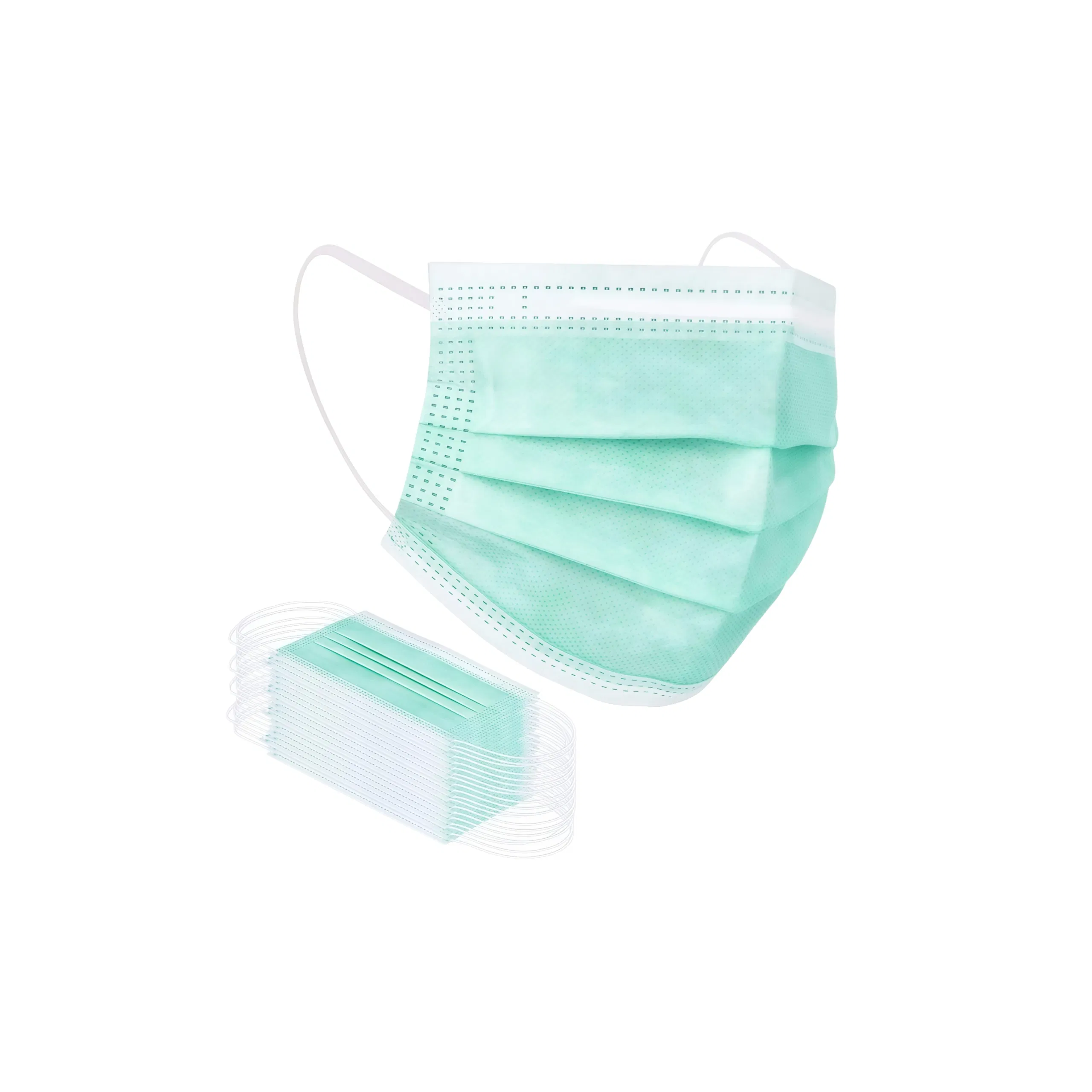 Disposable 3 Ply Earloop Face Masks, Suitable for Home, School, Office and Outdoors (green)