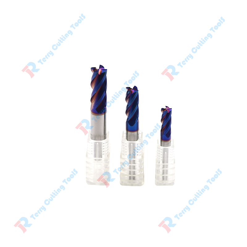 CNC Tool Tungsten Carbide 4-Blade 65° Nano Blue End Mill