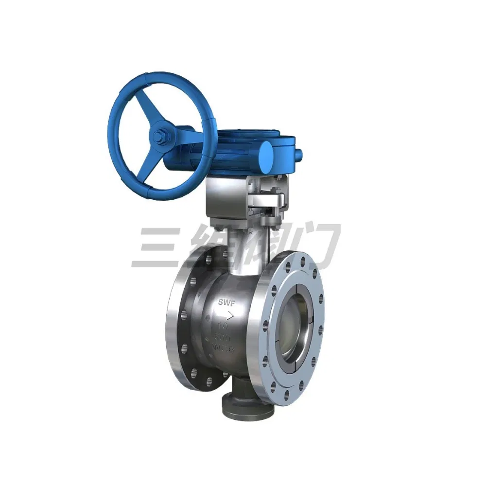 CF8 Metallgedichteter Flansch-V-Typ-Kugelhahn mit Schneckengetriebe