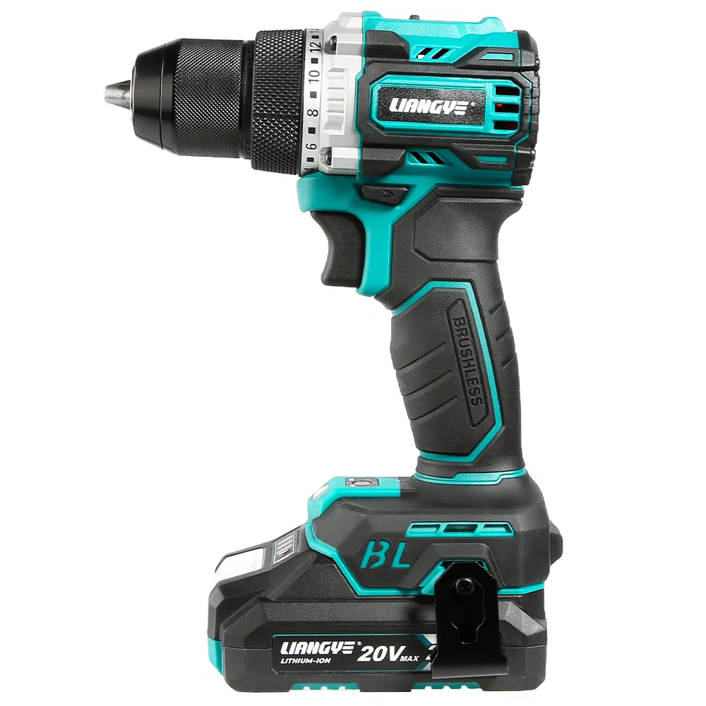 Liangye 20V Compact Brushless Cordless Drill with Kickback Protection Switch, Rechargeable Li-ion Battery
