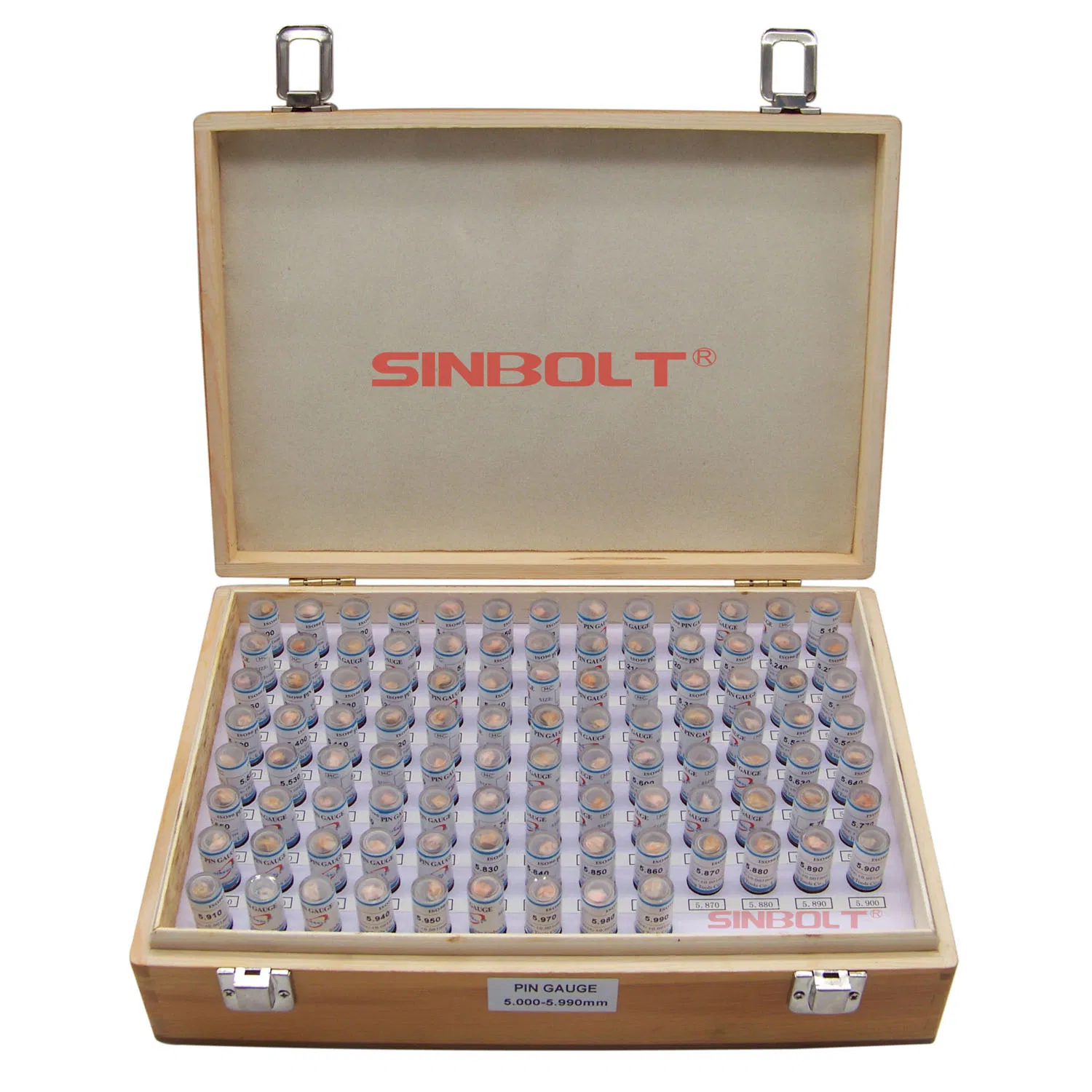 5.000mm-5.990mm 0.01 Step Steel Pin Plug Gauge Set, 100PCS