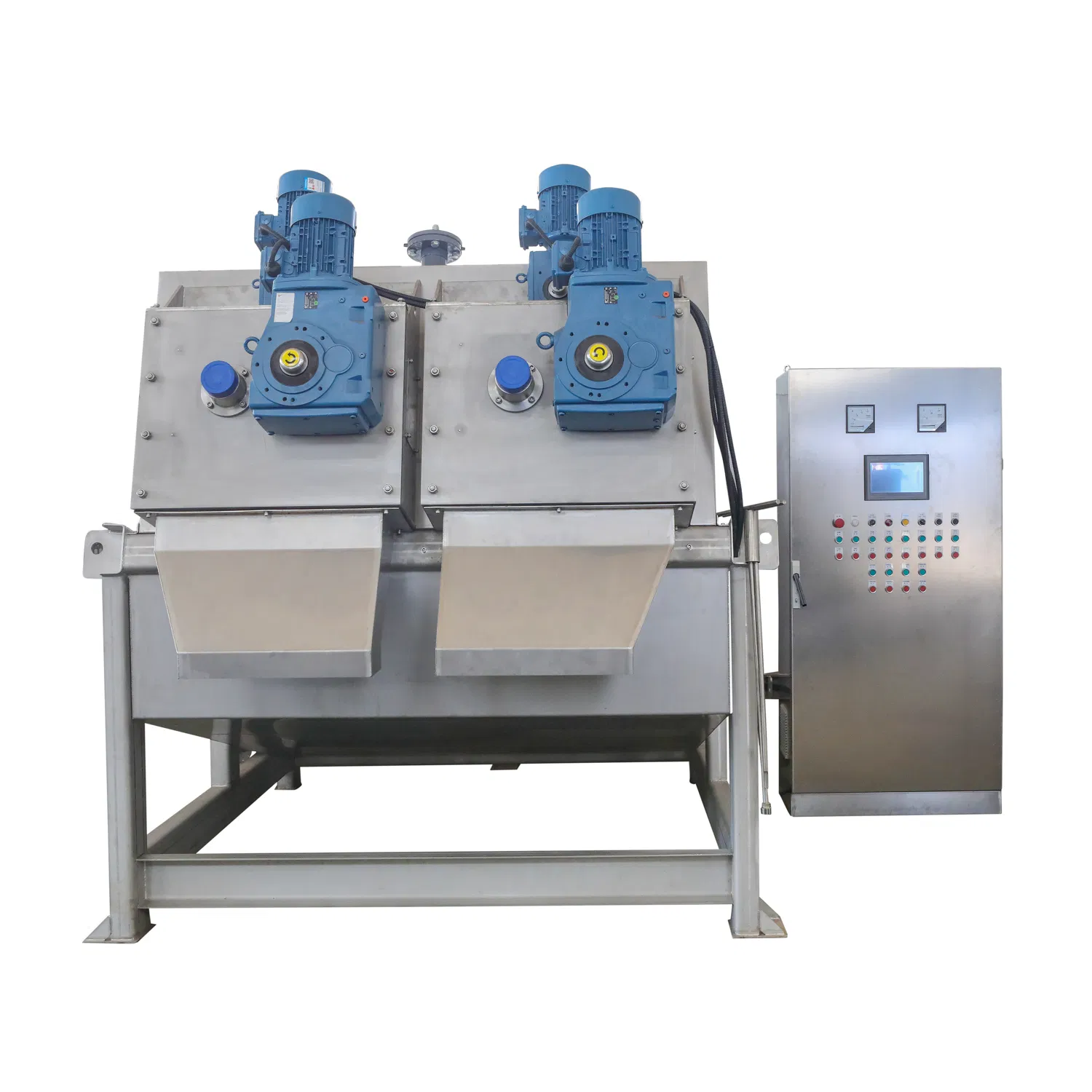 Double-Cutting Non-Wear Sludge Dewatering Press With SS 304 Double Screws Filter Cylinder