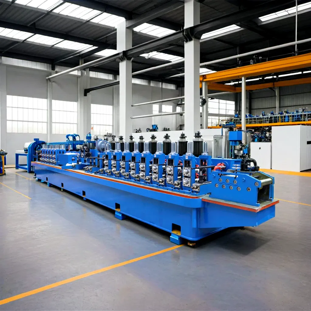 Máquina de molino de tubos ERW de alta frecuencia para línea de producción de tubos redondos de hierro, metal y acero, máquina de formación y fabricación de tubos para escobas