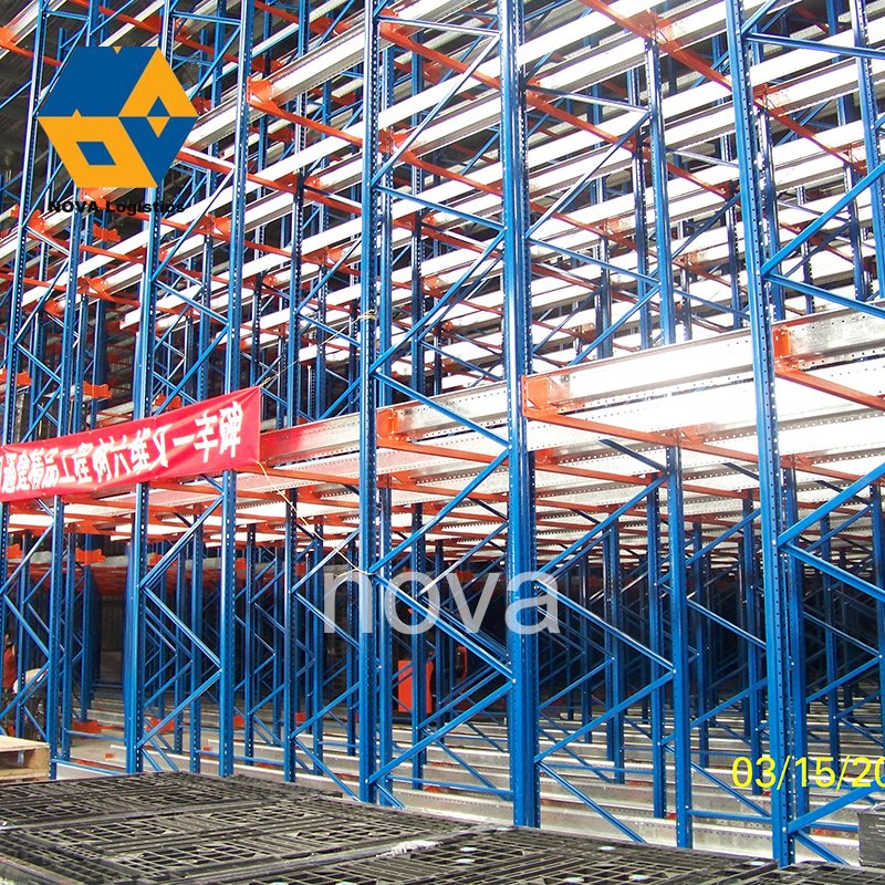 Personalizzato Logistica Magazzino Pesante Regolabile Selettivo Blu Telaio Acciaio Stoccaggio Drive-in Radio Shuttle Carrello Pallet Scaffalatura