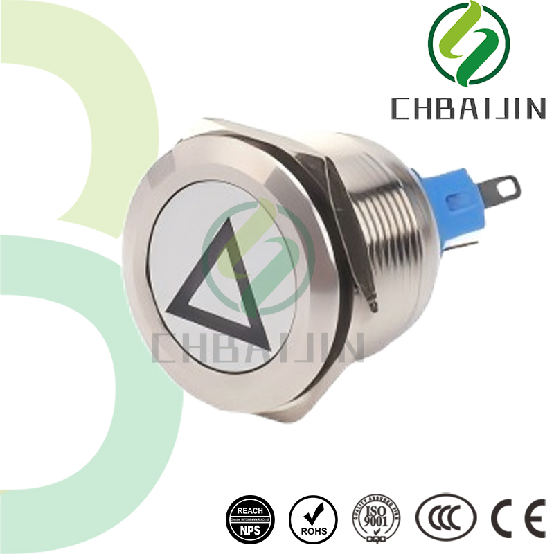 Custom Triangle Symbol Metal Push Button Switch for Multi-Use Applications