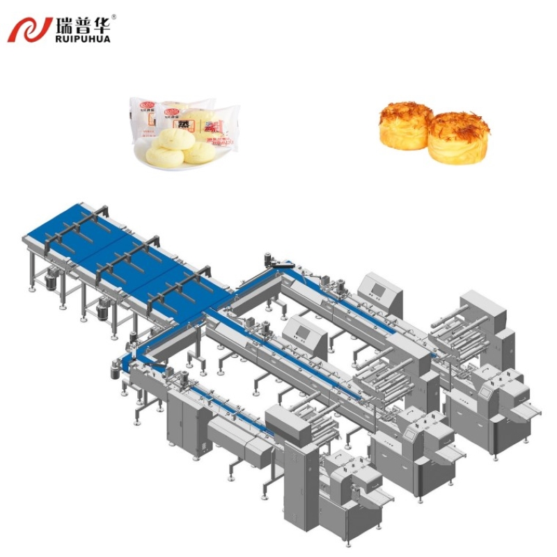 Automatic Flow Pack Machine Line Bread Biscuit Chocolate Hamburger Conveying and Packaging Line